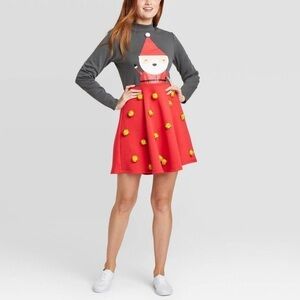 Mighty Fine Santa Pom Pom Dress Sz Small